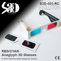 S3D-001-RC patented design by Scenes occhiali anaglifici 3D rosso ciano